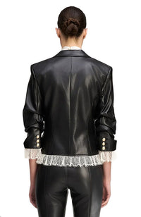 Vegan Leather Le Petit Roxie Blazer Black
