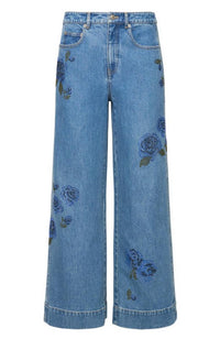 Heatset Roses Denim Betsy Pant