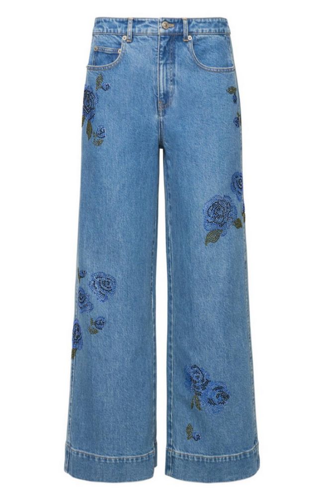 Heatset Roses Denim Betsy Pant