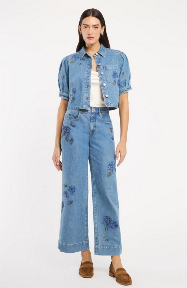 Heatset Roses Denim Betsy Pant