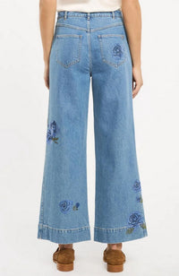 Heatset Roses Denim Betsy Pant