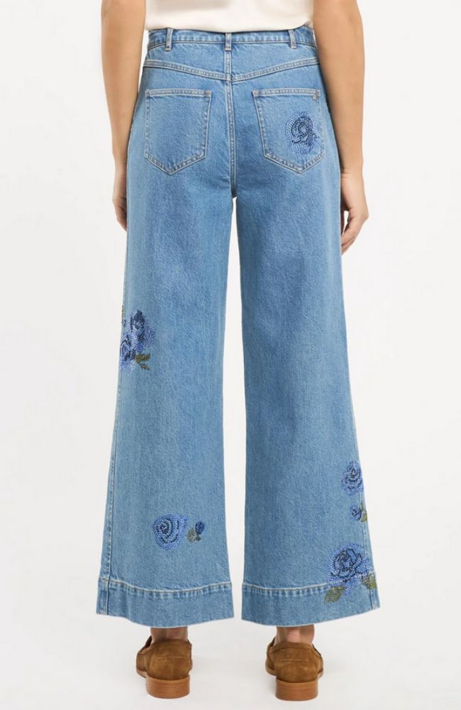 Heatset Roses Denim Betsy Pant
