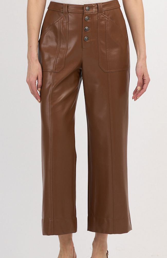 Vegan Leather Benji Pant in Dark Sepia
