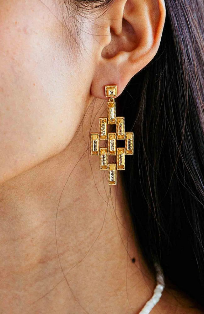 Pathway Post Drop Earrings Gold