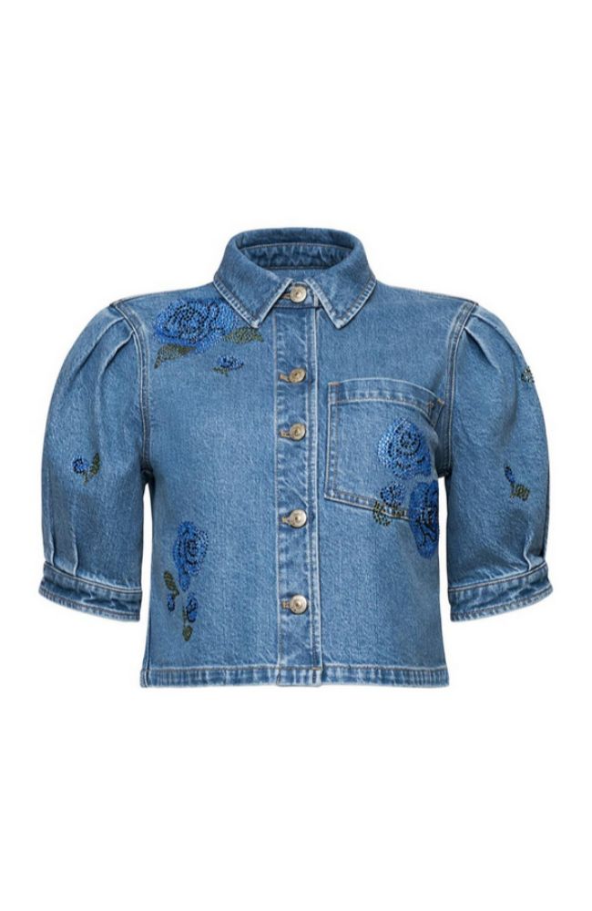 Heatset Roses Denim Halsie Top