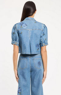 Heatset Roses Denim Halsie Top