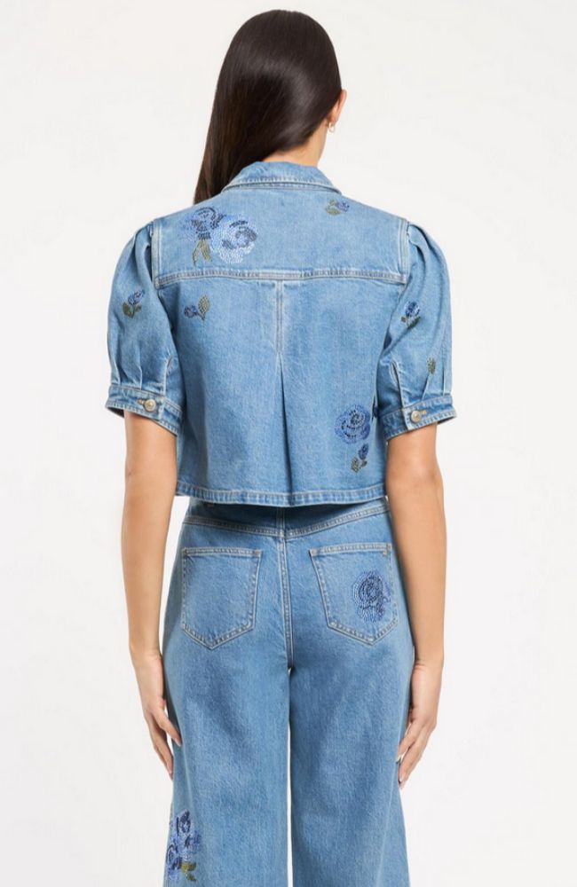 Heatset Roses Denim Halsie Top