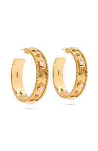 Berry Hammered Hoops with Clear CZ