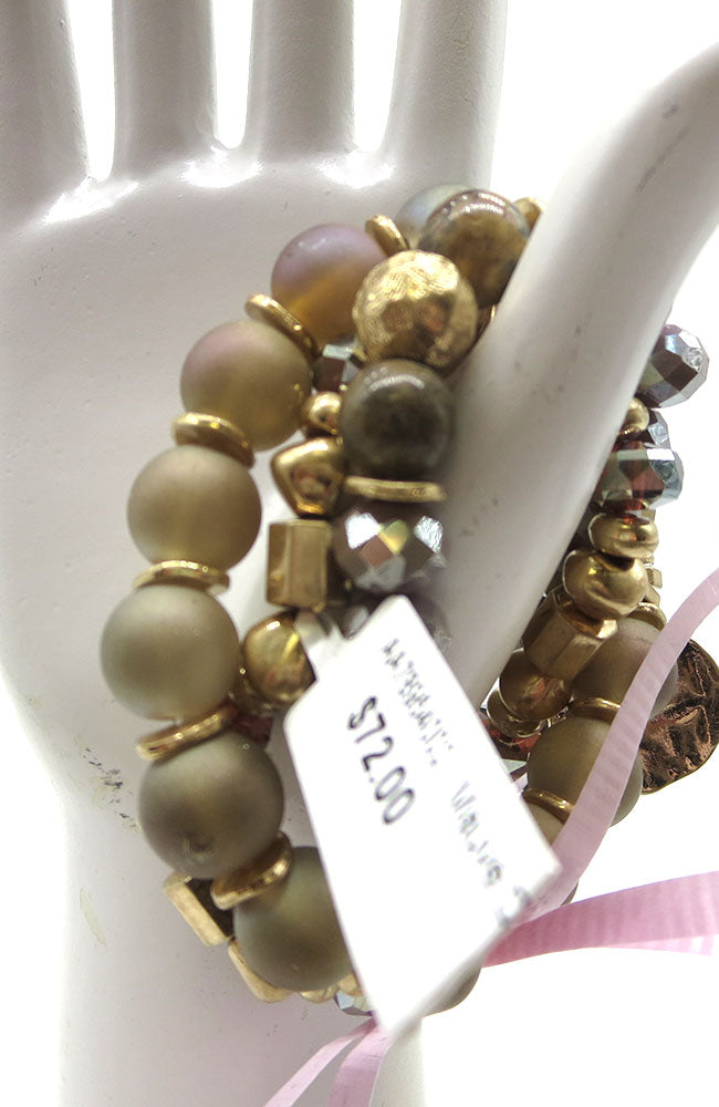 Mauve Disc Bead Bracelets