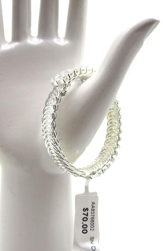 Silver Double Row CZ Bracelet