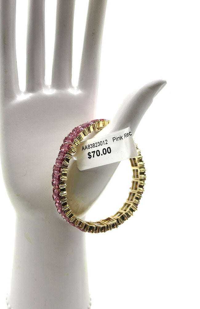Pink Rectangle Crystal Bracelet