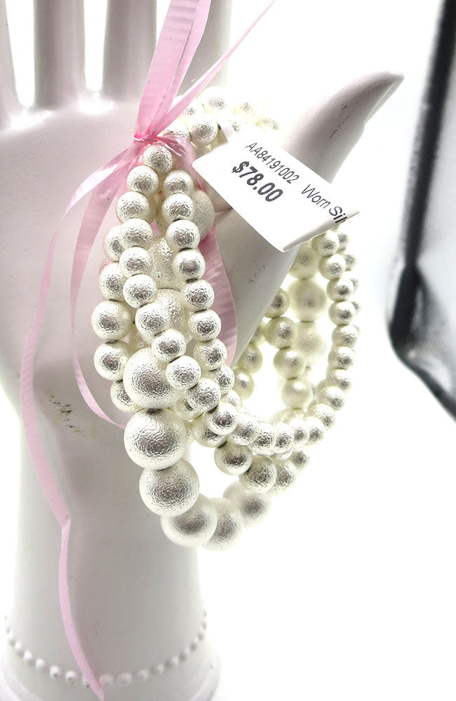 Worn Silver Ball Bracelet Set