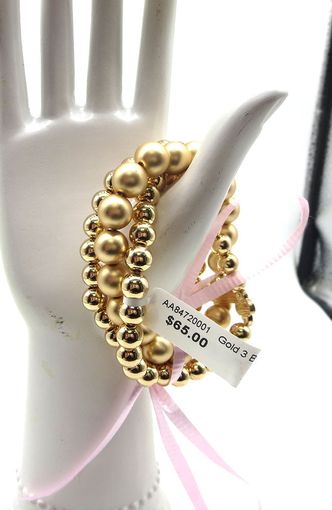 Gold 3 Bracelets Clover Charm