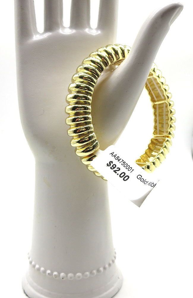 Gold Ribbed Metal Bracelet