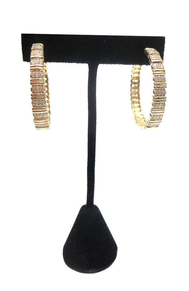 Gold CZ Encrusted Hoops