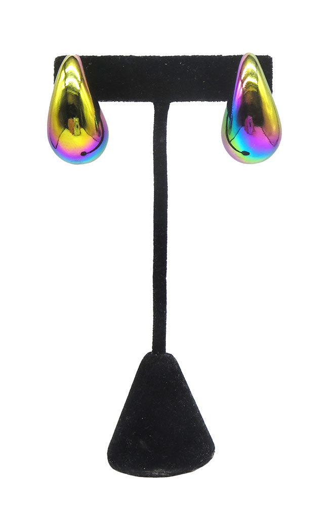 Puffy Teardrop Earring Iridescent