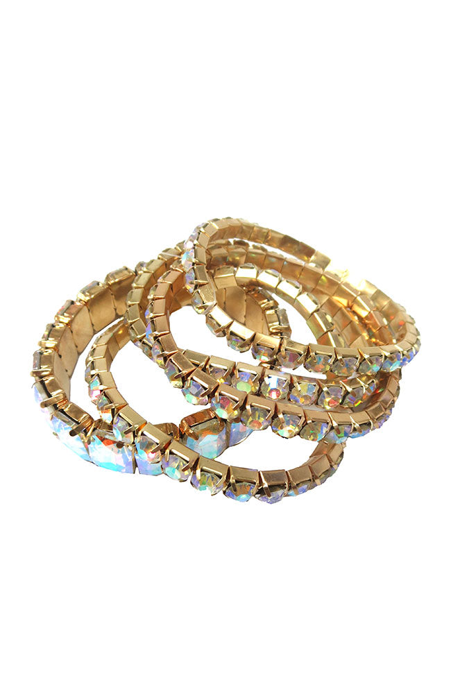 Set of 5 AB Gold Bracelets