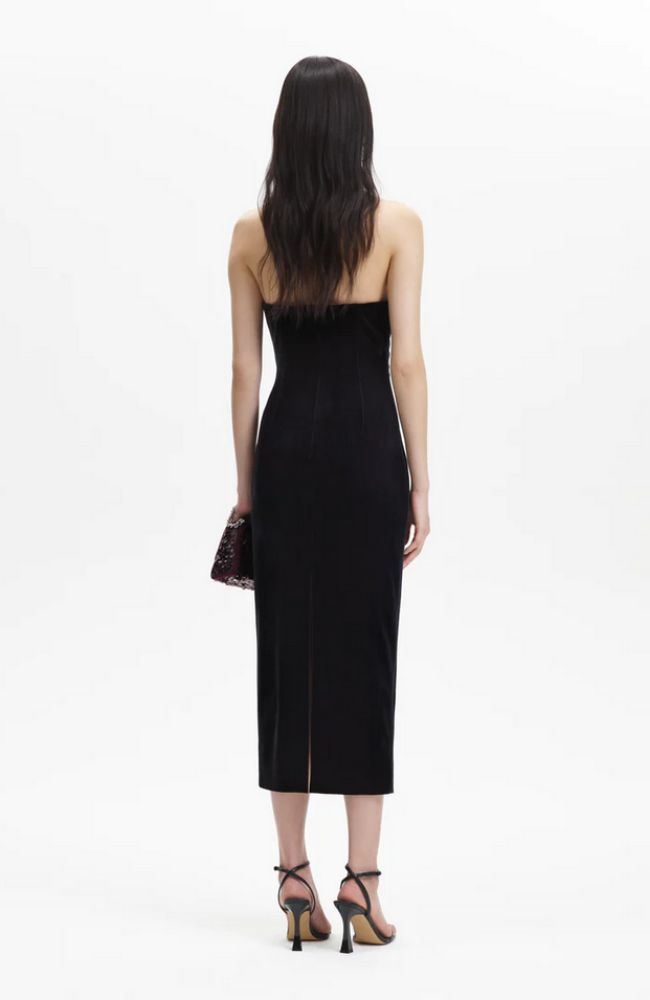 Velvet Strapless Midi Dress