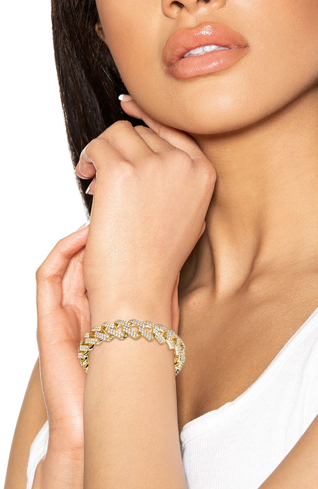 Gold CZ Link Bracelet