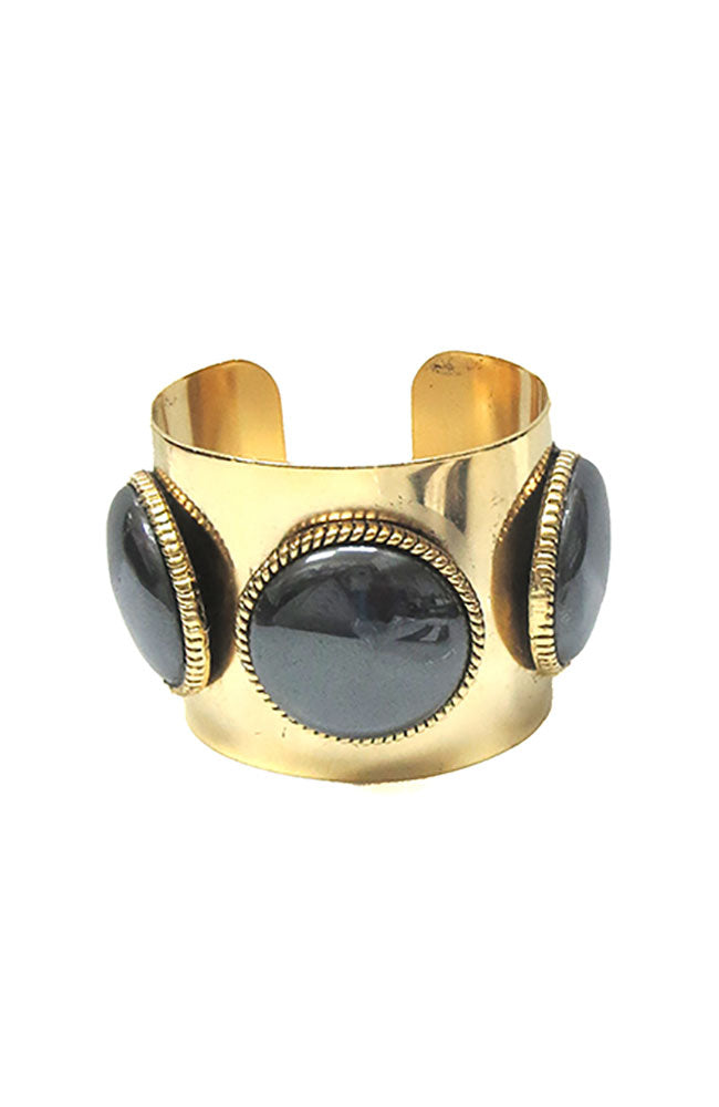 Hematite Circle Gold Cuff