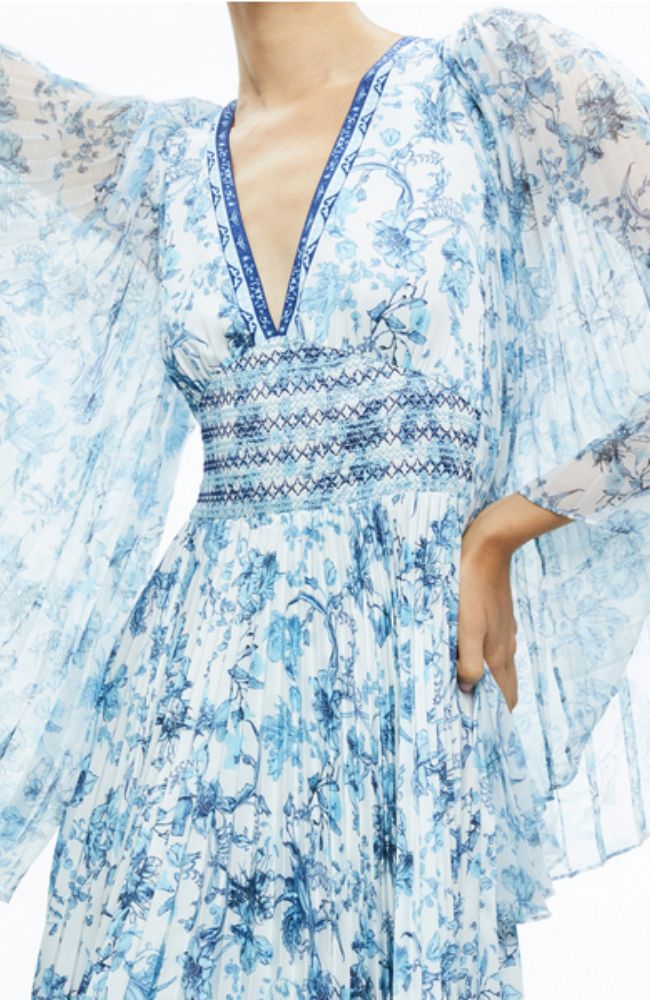 Sion Sunburst Pleated Maxi Dress