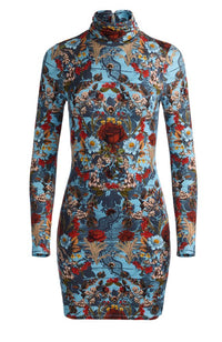 Delora Fitted Turtleneck Mini Dress