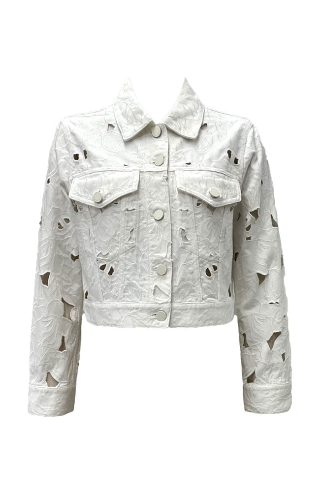 Chloe Embr Eyelet Denim Jacket