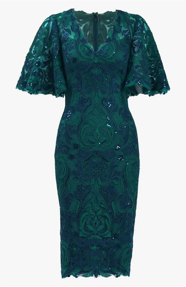 Leya Lace and Sequin Vneck Dress