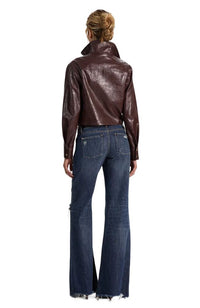 James Vegan Leather Cropped Funnel Neck Parka