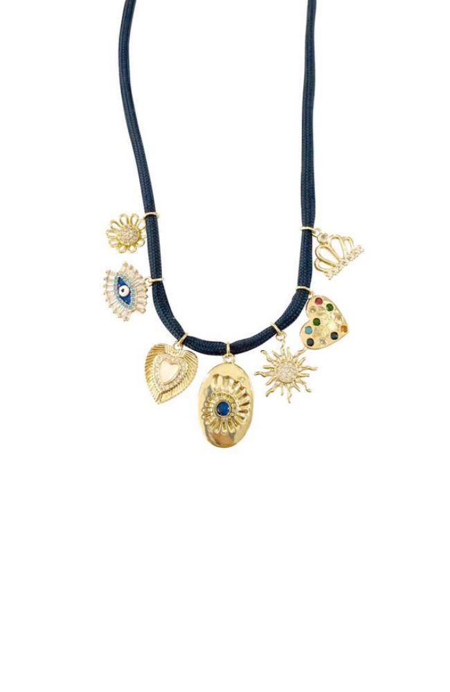 Corrine Fabric Rope Charm Necklace