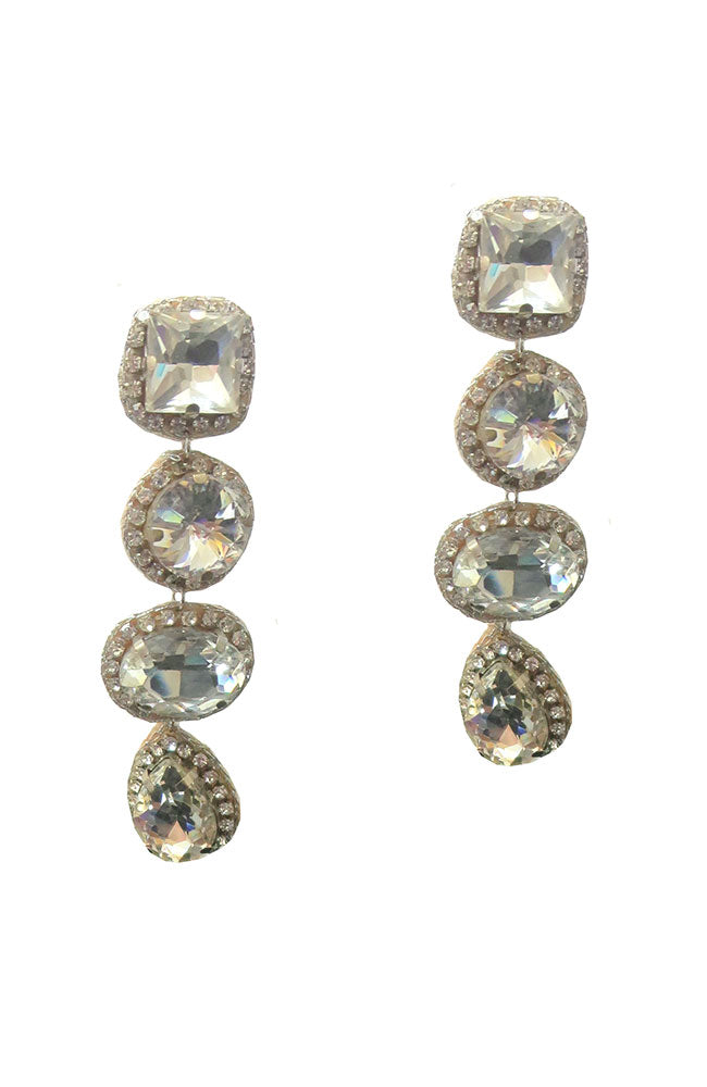 Silver 4 Drop Jewels Earring
