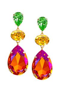 Astral Pink Yellow Peridot Crystal Drop Earrings