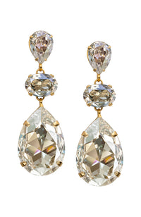 3 Crystal Oval Earring Clear