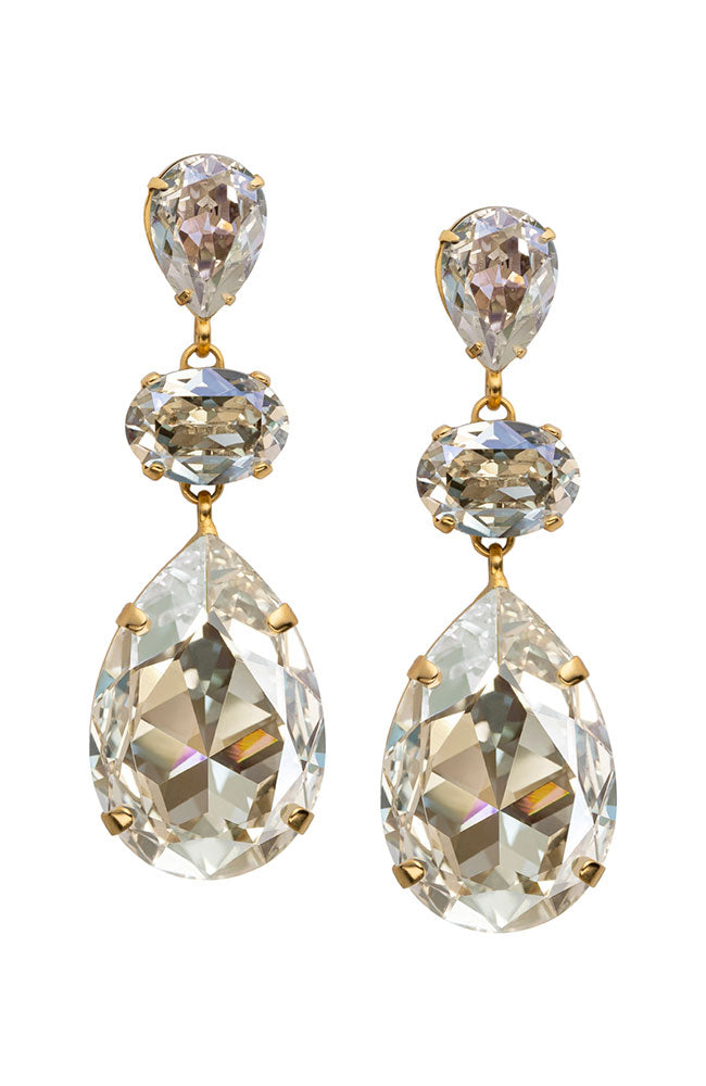 3 Crystal Oval Earring Clear