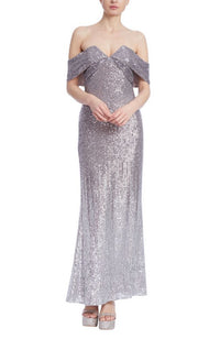 Off Shoulder Sequin Ombre Gown