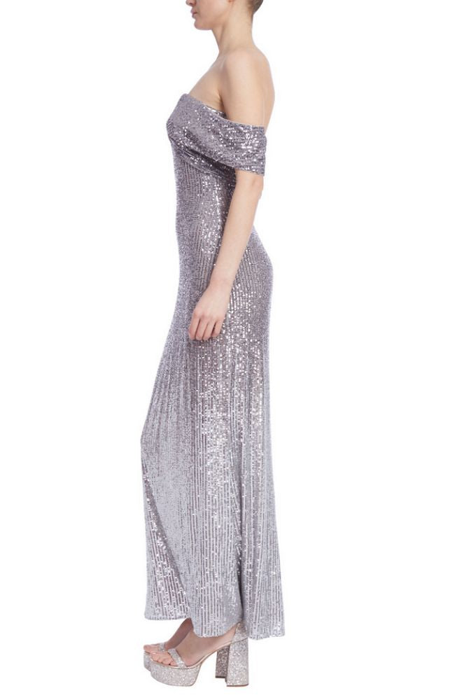 Off Shoulder Sequin Ombre Gown