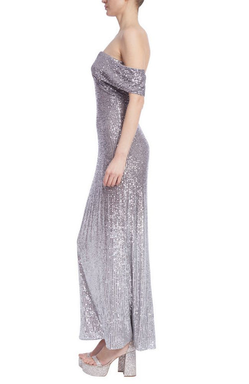 Off Shoulder Sequin Ombre Gown