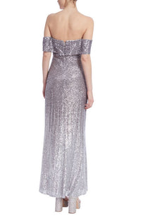 Off Shoulder Sequin Ombre Gown