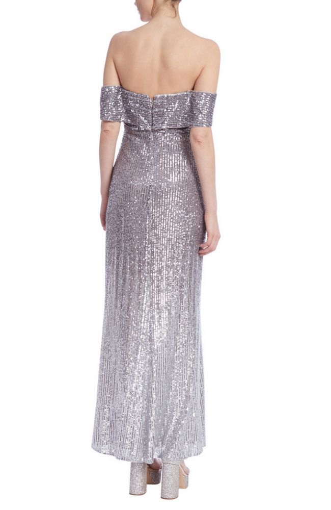 Off Shoulder Sequin Ombre Gown
