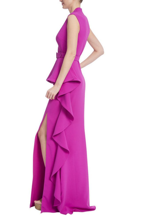 V Neck Ruffle Gown