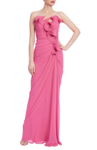 Draped Ruffle Strapless Gown