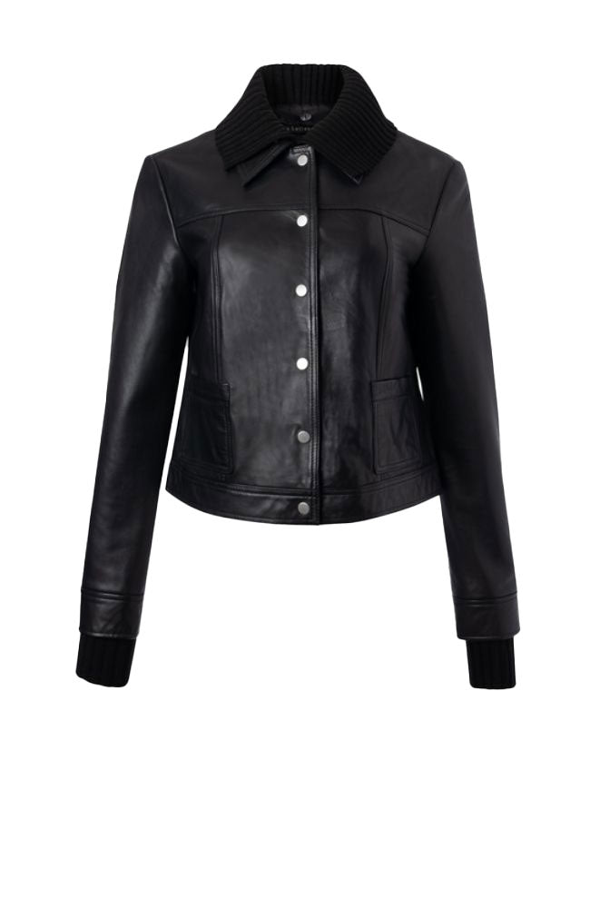 Leather Jacket Removable Collar and Cuffs