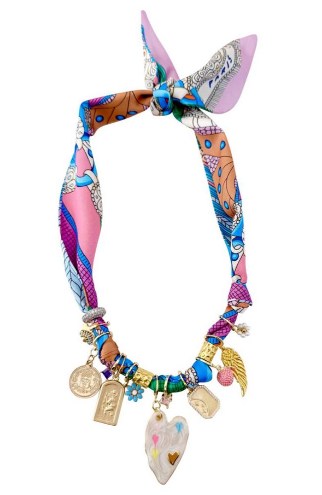 Fallon Pink Scarf Heart Necklace