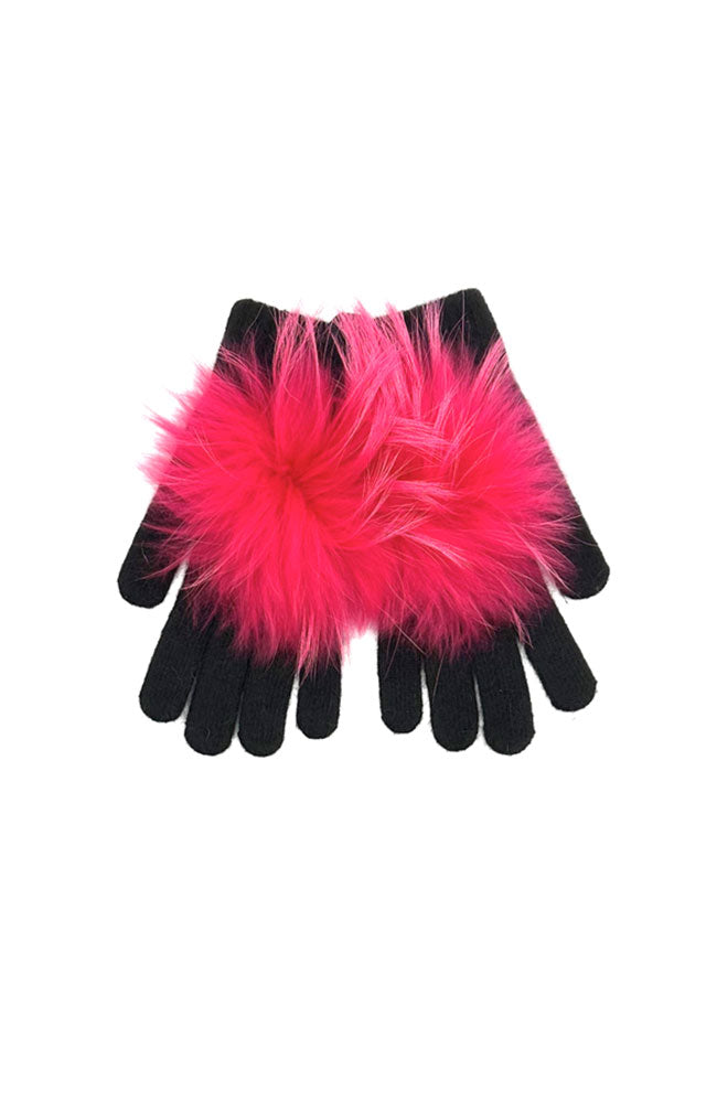 Angora Wool Glove Fur Pom