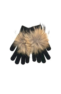 Angora Wool Glove Fur Pom