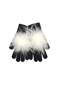 Angora Wool Glove Fur Pom