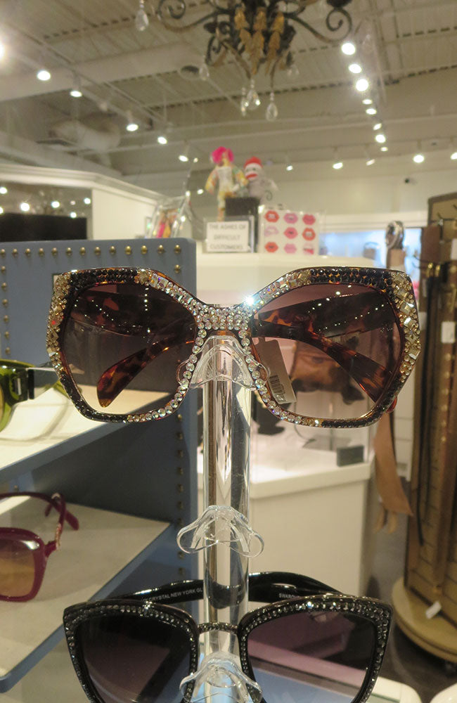 Leopard Crystal Sunglass Pink