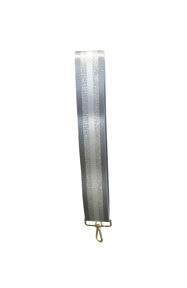 Grey Silver Glitter Stripe Guitar Strap