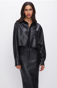 Faux Leather Crop Shirt