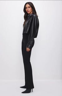 Faux Leather Crop Shirt